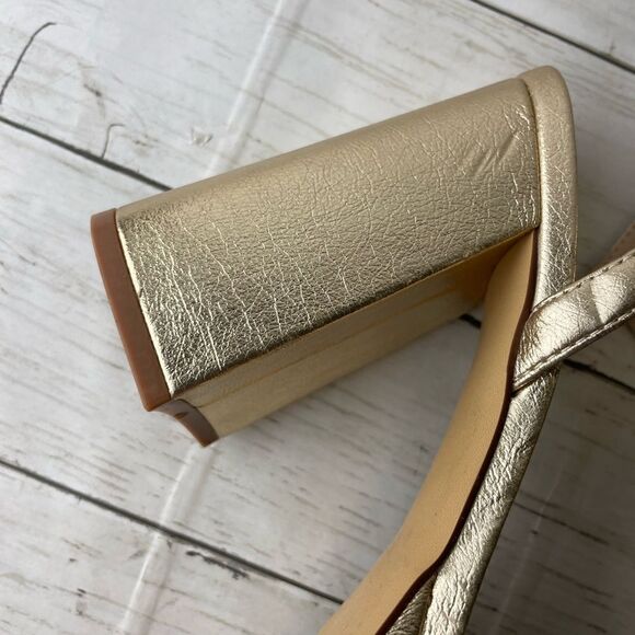 BP Noella Platform Heels Platforms Gold Size 8.5 - Picture 3 of 11